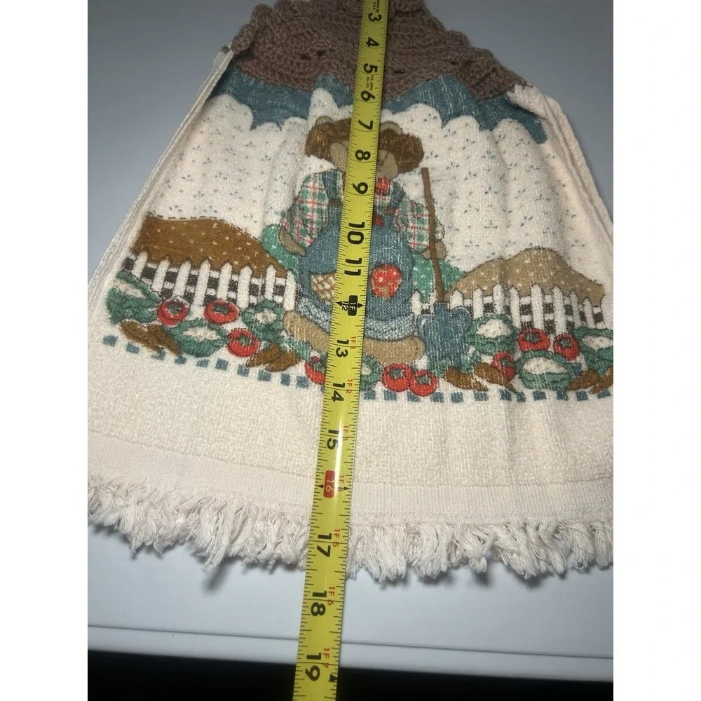 Vintage Fringed Crocheted Hanging Kitchen Hand Towel -